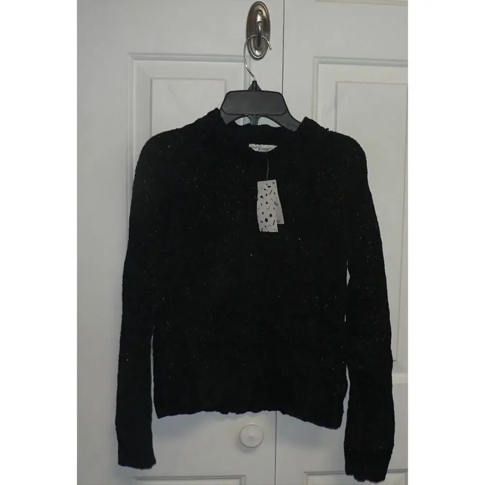 Harper Canyon Girls Long Sleeve‎ Metallic Shine Fuzzy Knit Sweater Black Medium